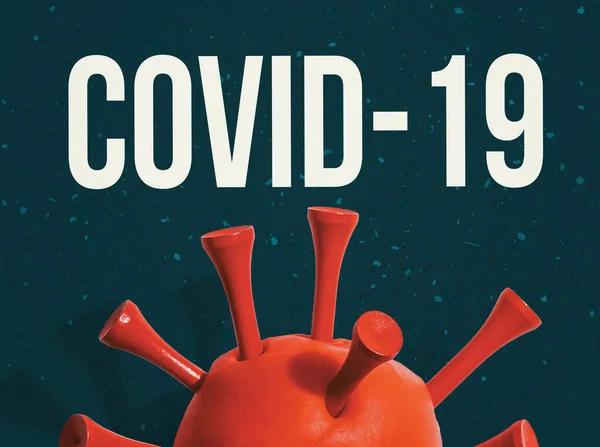 Θέμα COVID-19 με κόκκινο ιό — Φωτογραφία Αρχείου