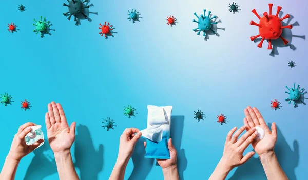 Coronavirus thema met hand wassen concept — Stockfoto