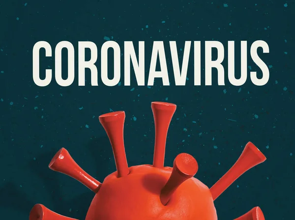 Tema Coronavirus dengan virus merah — Stok Foto