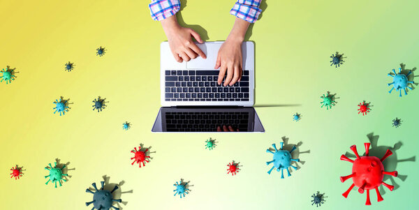 Ноутбук с концепцией эпидемического гриппа