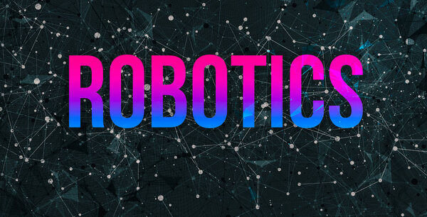 Robotics theme with abstract network patterns