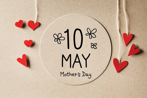 10 May Mothers Day message with small hearts — Stock Photo, Image