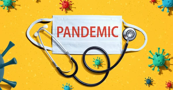 Pandemisch thema met masker en stethoscoop — Stockfoto