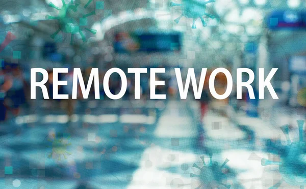 Remote Work tema med en flygplats bakgrund — Stockfoto