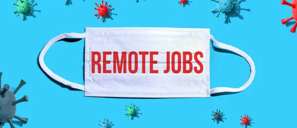 Remote Jobs tema med medicinsk mask — Stockfoto