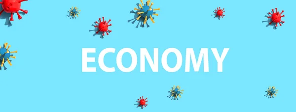 Economie thema met virus ambachtelijke objecten — Stockfoto