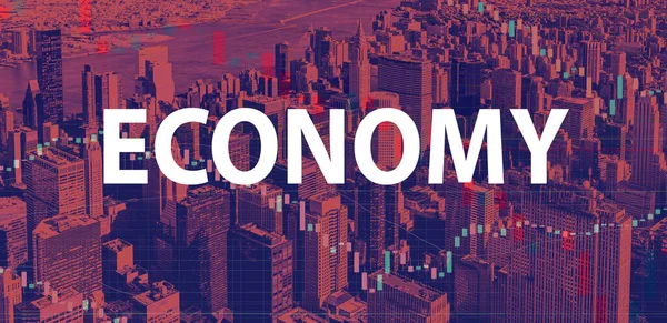 Economy theme with New York City skyscrapers — Stock Photo, Image