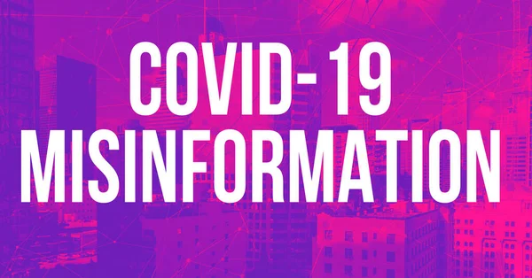 Tema Covid-19 Misinformation con skycapers del centro de Los Ángeles —  Fotos de Stock