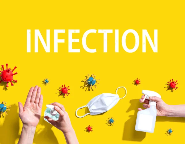 Tema dell'infezione con oggetti virali e igienici — Foto Stock
