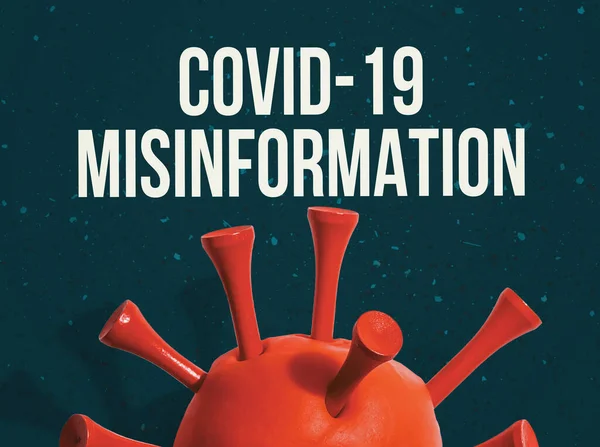 Тема Covid-19 Misinformation з червоним вірусом — стокове фото