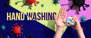 Ellerini yıkayan birinin el yıkama teması.