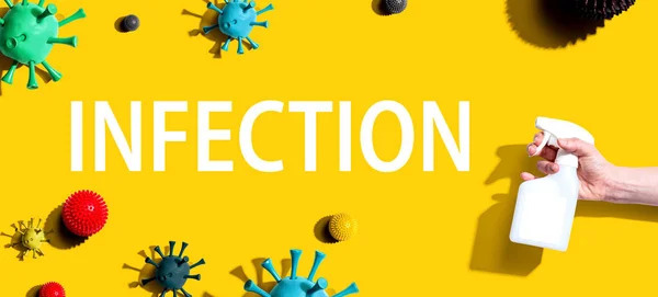 Infektion tema med spray och virus — Stockfoto