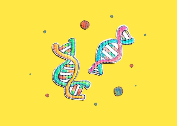 DNA Sequencing thema met kartonnen ambachtelijke tekeningen — Stockfoto