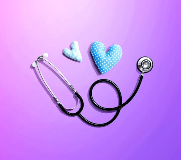 Tema de valorização do trabalhador médico com corações e estetoscópio — Fotografia de Stock