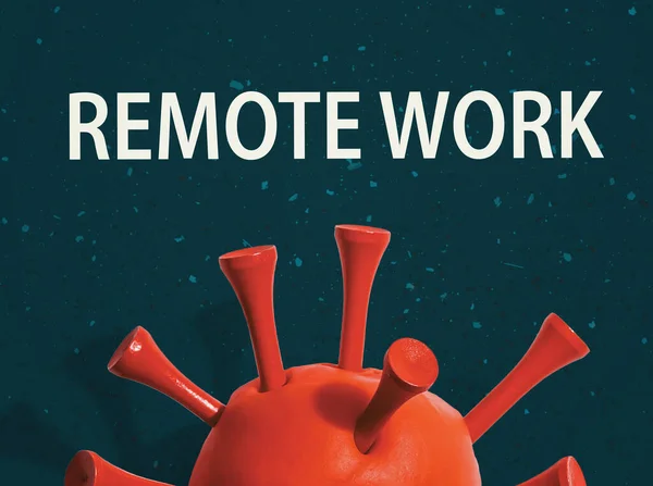 Remote Work theme with a red virus — Stock Photo, Image