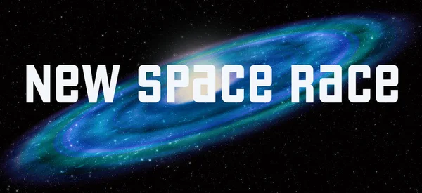 Nuevo tema de Space Race con fondo de galaxia — Foto de Stock