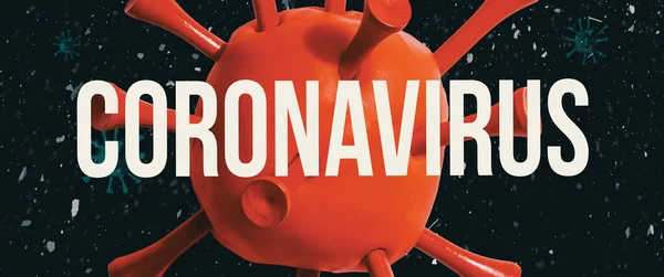 Coronavirus tema med ett rött virus — Stockfoto