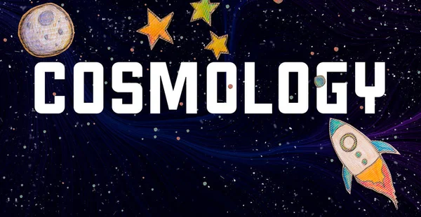 Cosmologia tema com um fundo espacial — Fotografia de Stock