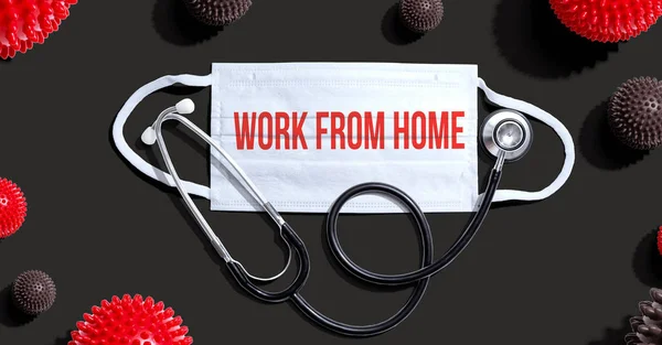 Work From Home theme with mask and stethoscope — Stock Photo, Image