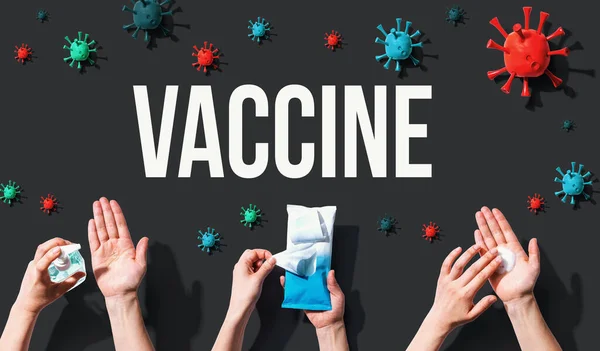 Вакцина тема с вирусными и гигиеническими объектами — стоковое фото