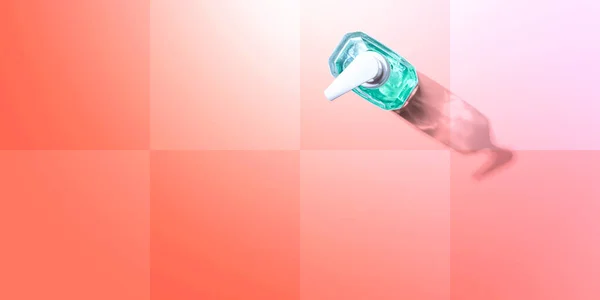Fles met reinigingsgel — Stockfoto