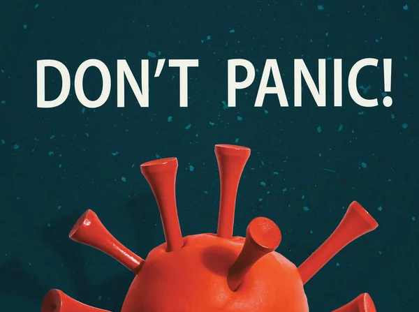 Nie panikować motyw z czerwonym wirusem — Zdjęcie stockowe