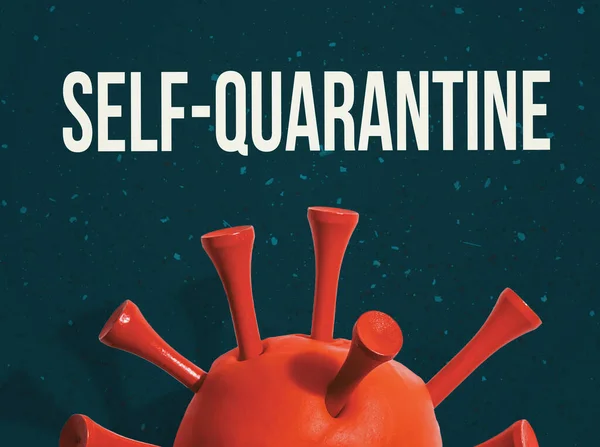 Self-quarantine theme with a red virus