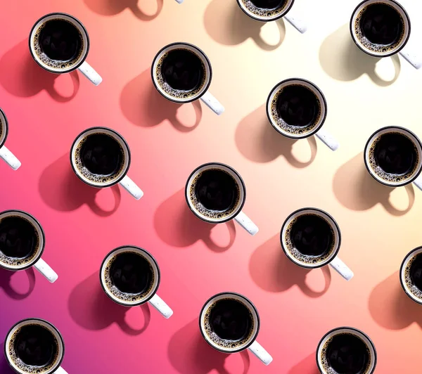 Coffee mug pattern overhead view — Stock Photo, Image