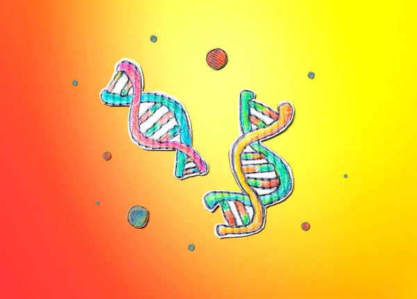 Temat sekwencjonowania DNA z tekturowymi rysunkami jednostek — Zdjęcie stockowe