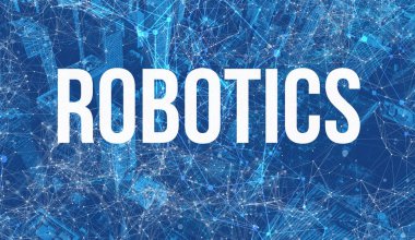 Soyut şehir manzaralı robot teması