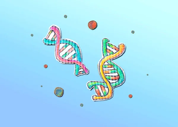 Тема секвенирования ДНК с картонными рисунками — стоковое фото