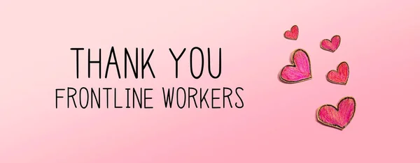 Messaggio di Thank You Frontline Workers con disegni a cuore rosso — Foto Stock