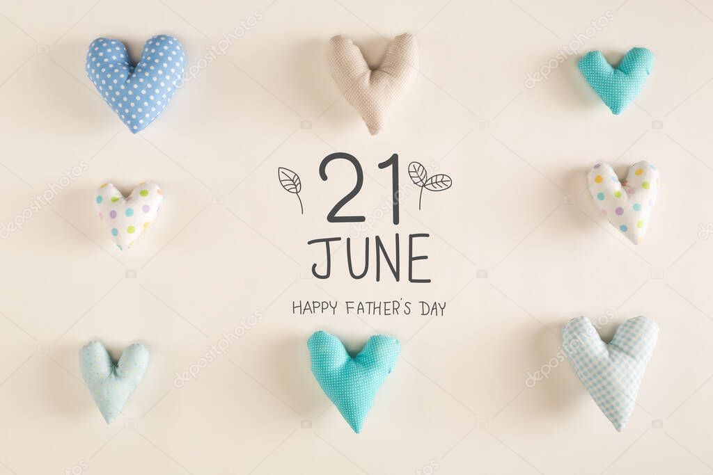 Fathers Day message with blue heart cushions