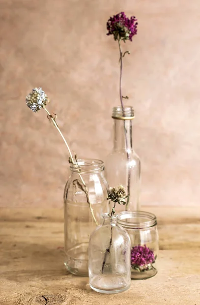 Beautiful Dried Flowers Empty Glass Jars Stock Photo by ©TTLmedia 328838048