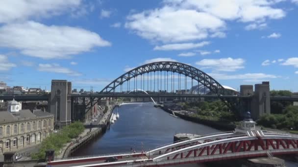 Broarna Tyne floden — Stockvideo