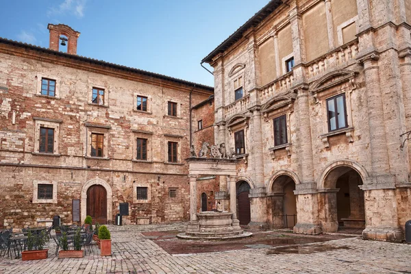 Montepulciano Siena Tuscany Talya Rönesans Binalarıyla Piazza Grande Meydanının Köşesi — Stok fotoğraf