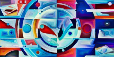 Arka plan renkli şekil parçaları modern sanatın konuda oluşur