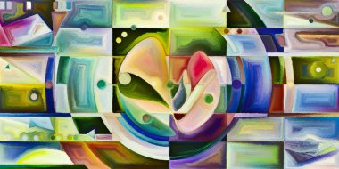 Arka plan renkli şekil parçaları modern sanatın konuda oluşur