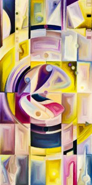 Arka plan renkli şekil parçaları modern sanatın konuda oluşur