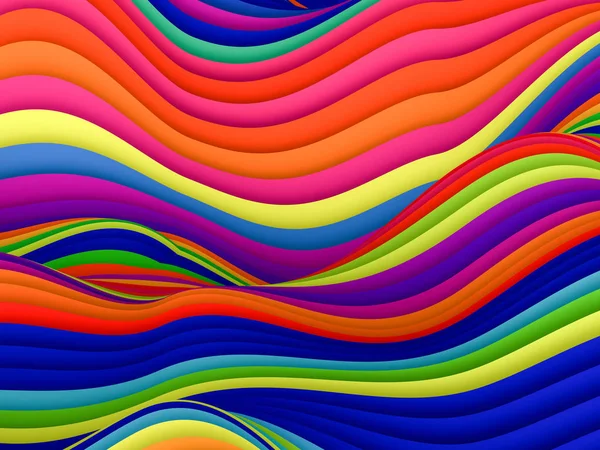 印刷やデザインのための多色ストライプ波の抽象的な背景 — ストック写真
