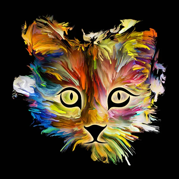 Kedi Yüz Portre Için Tebrik Kartları Afiş Parlak Renklerde Hediyeler — Stok fotoğraf