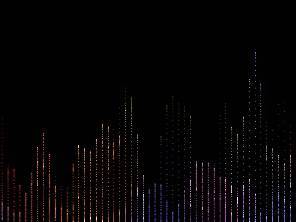 マルチ メディアと現代のデジタル テクノロジー サウンド 音楽をテーマに黒の背景に分離されたカラフルな音楽スペクトラム アナライザー — ストック写真