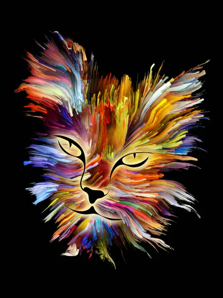 Şirin kedi resim portre tebrik kartları, afiş, hediyeler ve çocuk sanat için parlak renkler. Evde beslenen hayvan boyama serisi.