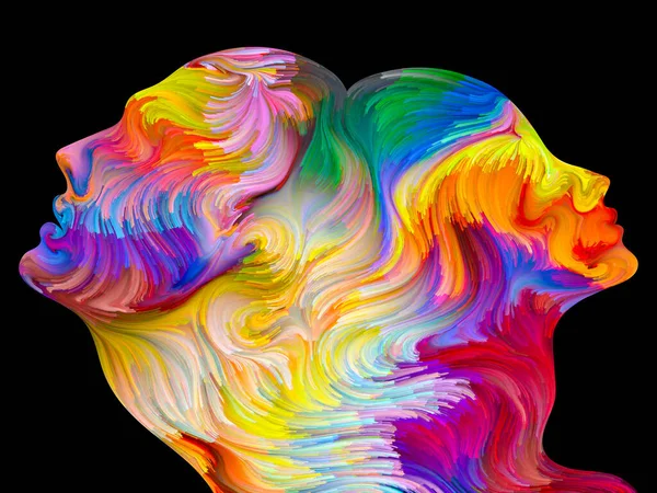 Kolory Serii Jedności Kompozycja Barwnych Surrealistycznych Profili Ludzkich Temat Miłości — Zdjęcie stockowe
