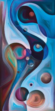 Çağdaş sanatın çember ve kıvrımlarından oluşan soyut arkaplan