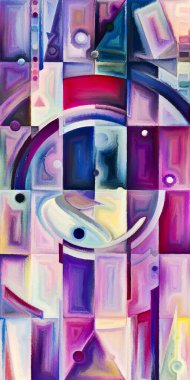 Arka plan renkli şekil parçaları modern sanatın konuda oluşur