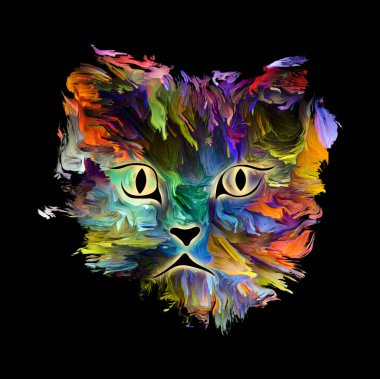 Sevimli kedi için tebrik kartları, Banner, dijital yağlı boya ile resim sanat hediyeler evlat. Evde beslenen hayvan boyama serisi.