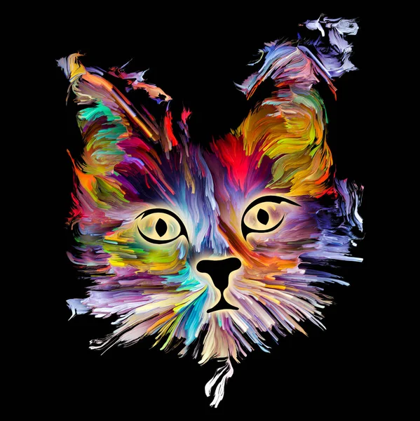 Mignon Kitty Peinture Couleurs Vives Pour Les Cartes Vœux Bannières — Photo