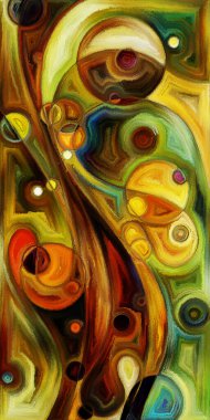 Çağdaş sanatın çember ve kıvrımlarından oluşan soyut arkaplan