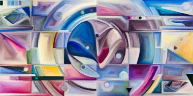 Arka plan renkli şekil parçaları modern sanatın konuda oluşur